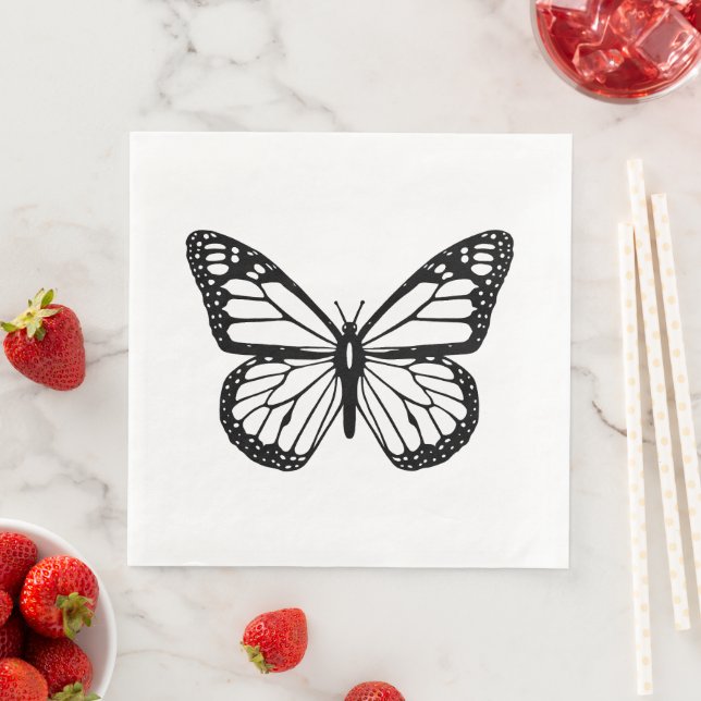 Black and White Butterfly Napkin (Insitu)