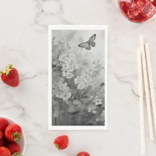 Black and White Butterfly Napkin