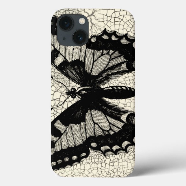 Black and White Butterfly on Cracked Background Case-Mate iPhone Case (Back)