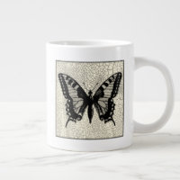 Black and White Butterfly on Cracked Background