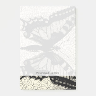 Black and White Butterfly on Cracked Background Post-it Notes