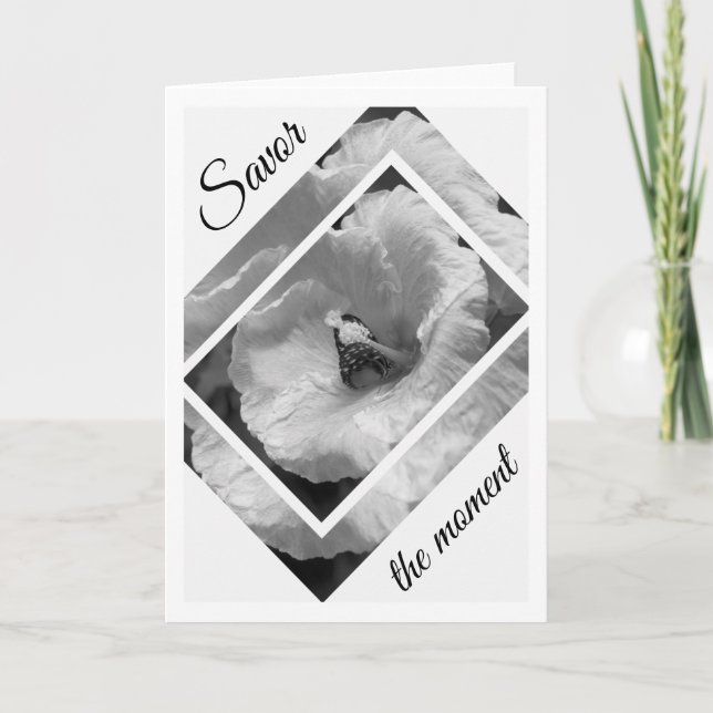 Black and White Butterfly Savour the moment Card (Front)