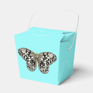Black and white butterfly, turquoise background favour box