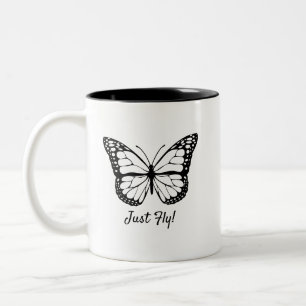 Black and White Butterfly Two-Tone Mug