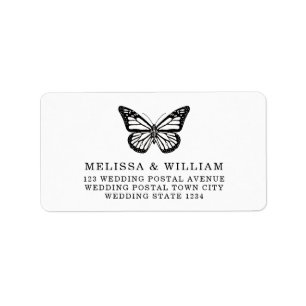 Black and White Butterfly Wedding Address Label