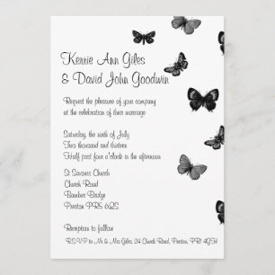 Black and White Butterfly Wedding Invitation