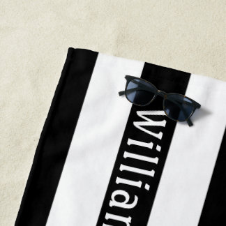 Black and White | Cabana Stripes Personalised Beach Towel
