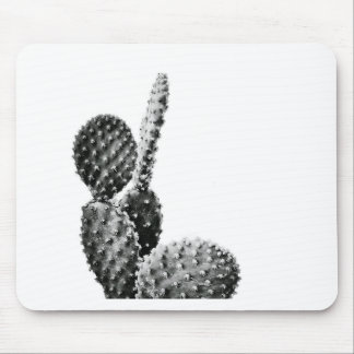 Black and White cactus black and blank Mouse Mat
