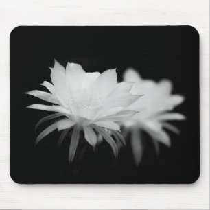 Black and White cactus flower  Mouse Mat