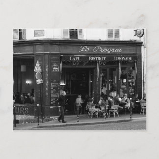 Black and White Cafe in Montmartre, Paris Postcard
