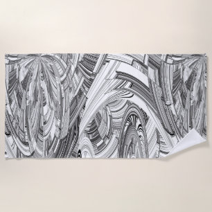 Black and White Calamity Geometric Art Beach Towel