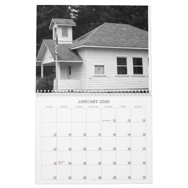 Black and White Calendar (Jan 2026)