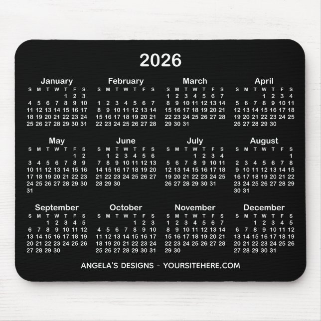 Black and White Calendar Promotional Mouse Mat (Front)