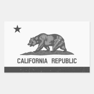 Black and White California Republic Flag Rectangular Sticker