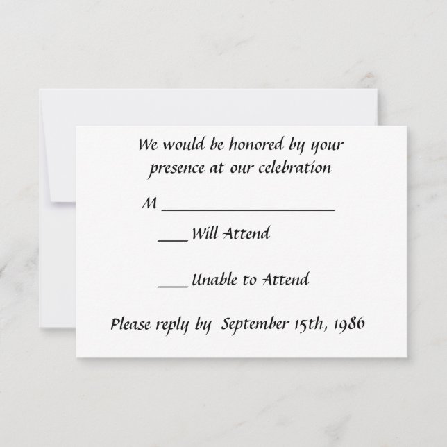 Black and White Calla Lilies RSVP Card (Front)