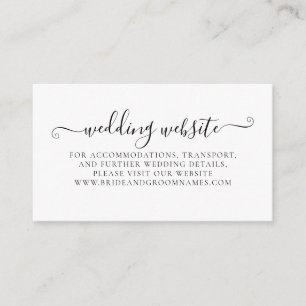 Black and White Calligraphy Detail Wedding Website Enclosure Card