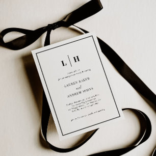 Black And White Calligraphy Engagement Celebration Invitation