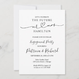 Black And White Calligraphy Engagement Party  Announcement