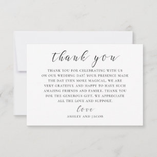 Black and white calligraphy. Modern script wedding Thank You Card