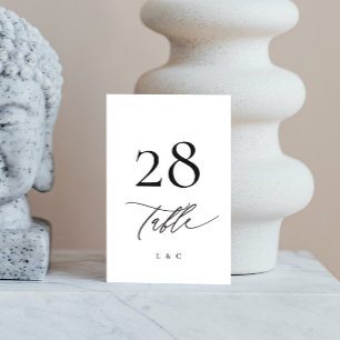 Black and White Calligraphy Modern Wedding Table Number
