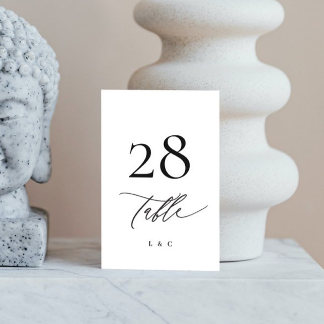 Black and White Calligraphy Modern Wedding Table Number (Creator Uploaded)