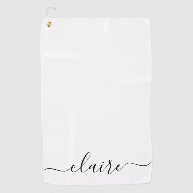 Black And White Calligraphy Script Custom Name  Golf Towel (Front)