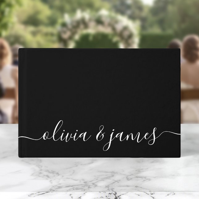Black and White Calligraphy Script Wedding Guest Book (Creator Uploaded)