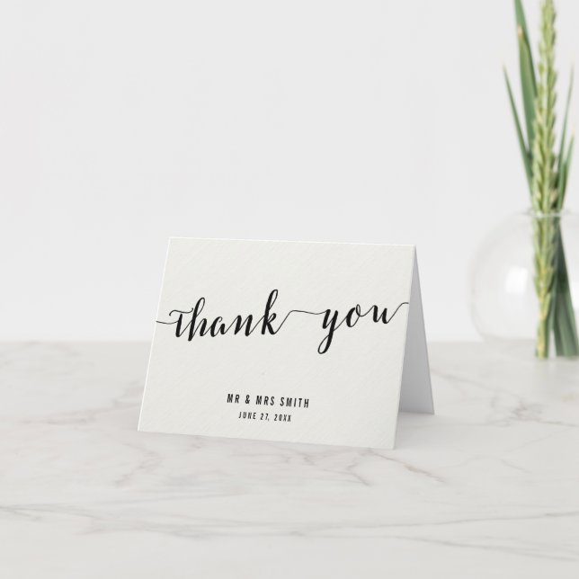 Black And White Calligraphy Thank You Cards (Front)