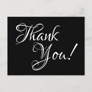 Black and White Calligraphy Thank You Postcard
