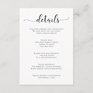 Black and White Calligraphy Wedding Enclosure Card