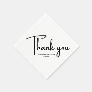 Black and White Calligraphy Wedding Thank You Napkin