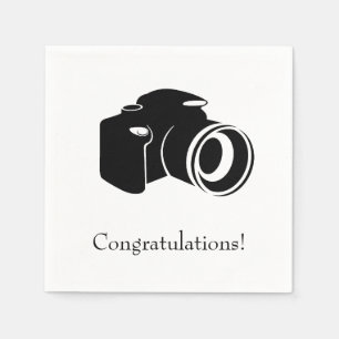 Black and White Camera Congratulations Napkin