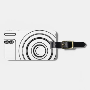 Black and white camera luggage tag