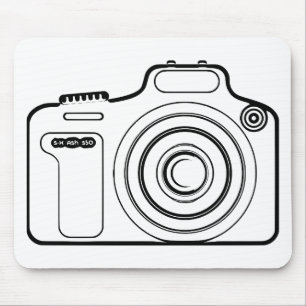 Black and white camera mouse mat