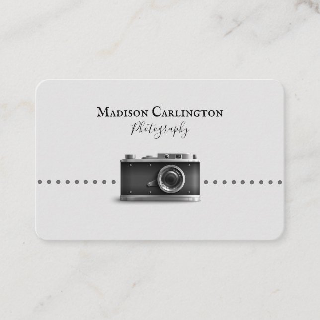 Black and white camera photography business card (Front)