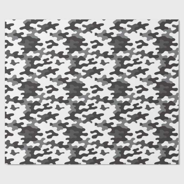 Black and White Camo Wrapping Paper (Flat)