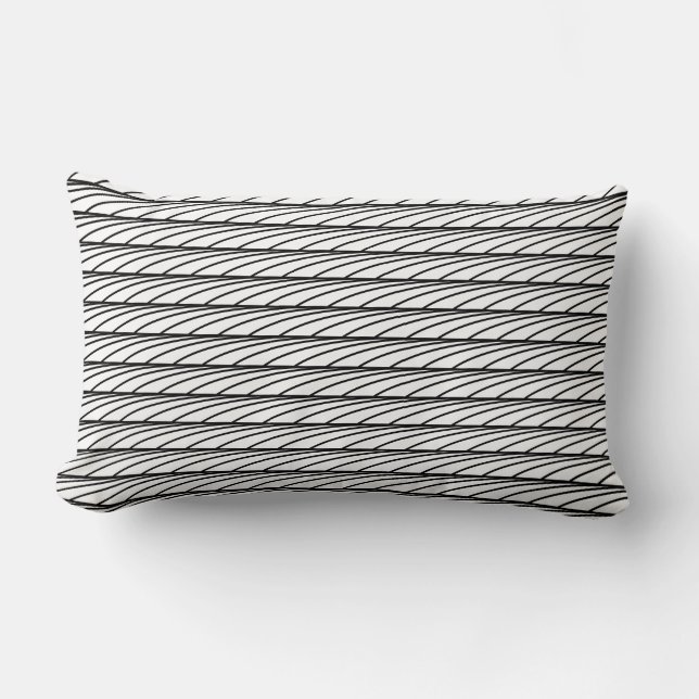 Black And White Camouflage  Abstract Patterns Thro Lumbar Cushion (Front)