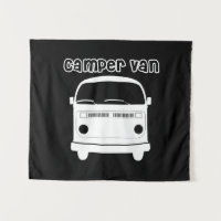 Black and White Camper Van Wall Tapestry