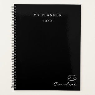 Black and White Cancer Zodiac Symbol Planner