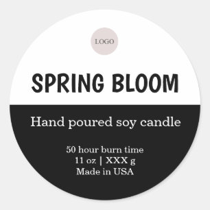 Black and White Candle Product Labels