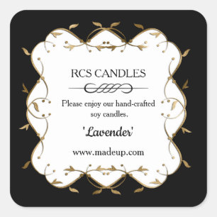 Black and white candle sticker / label