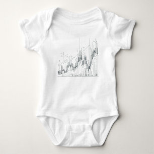 Black and white candlestick chart drawing baby bodysuit