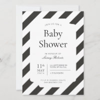 Black and White Candy Cane Diagonal Stripe Shower