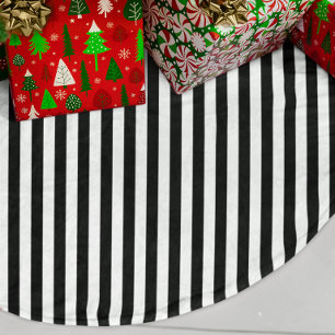 Black and White Candy Stripe Faux Linen Tree Skirt