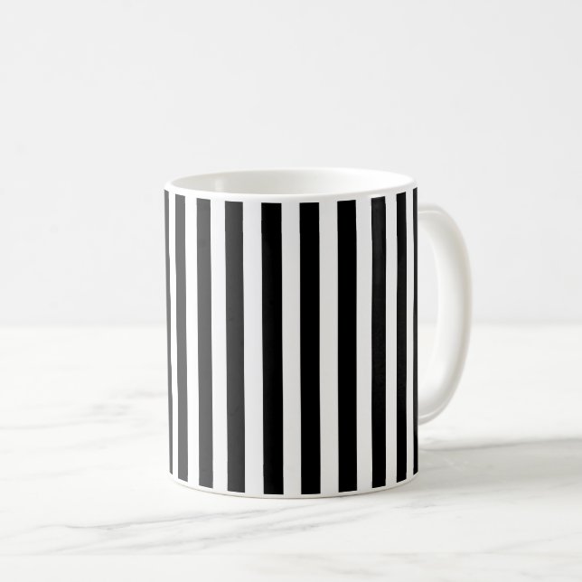 Black and white candy stripes coffee mug (Front Right)
