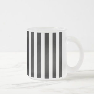 Black and white candy stripes frosted glass coffee mug