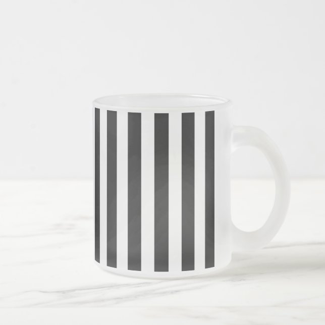 Black and white candy stripes frosted glass coffee mug (Right)