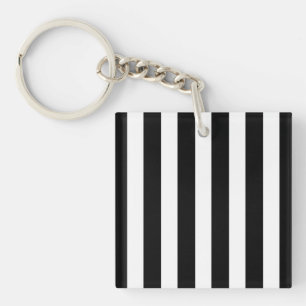 Black and white candy stripes key ring