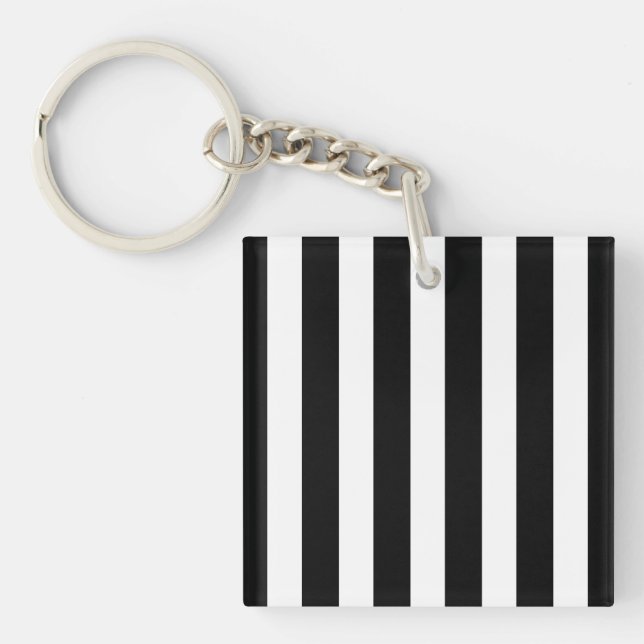 Black and white candy stripes key ring (Front)