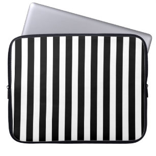 Black and white candy stripes laptop sleeve